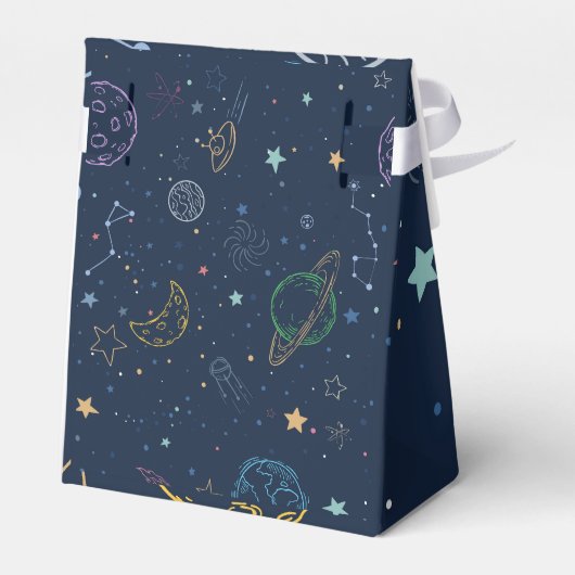 Outer Space Rocket Ship Verjaardagsfeest Bedankt Bedankdoosjes (Achterkant)