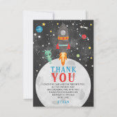 Outer Space Rocket Verjaardag Dank je kaart (Voorkant)