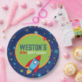 Outer Space Rocket Verjaardagsfeest Papieren Borde Papieren Bordje (Feest)