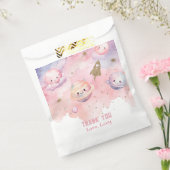 Outer Space roze golf planeten en sterren Dank u Bedankzakje (Gezegeld)