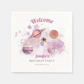 Outer Space Roze Meisjes Raket Planeten Galaxy Servet (Voorkant)