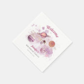 Outer Space Roze Meisjes Raket Planeten Galaxy Servet (Hoek)