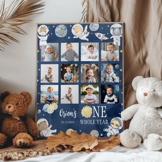Outer Space Safari Verjaardagsfoto Mijlpaal Poster