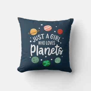 Outer Space Science Girl die van planeten houdt Kussen