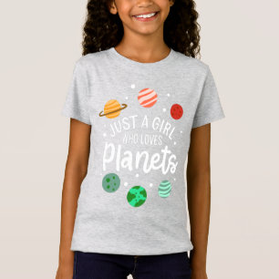 Outer Space Science Girl die van planeten houdt T-shirt