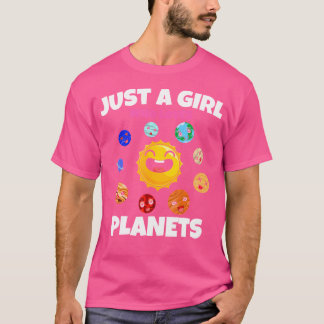 Outer Space Science Schattigee Planeten Lover Girl T-shirt