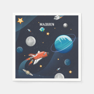 Outer Space Shuttle Travel Maan Sterren Aangepast  Servet