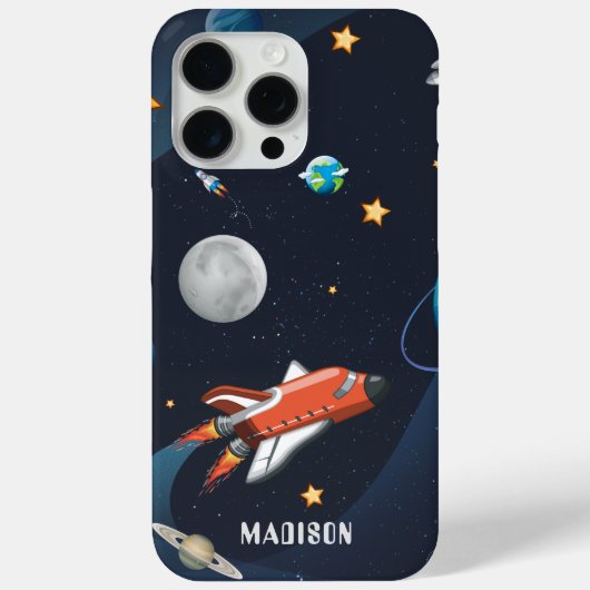 Outer Space Shuttle Travel Maan Sterren Gepersonal Case-Mate iPhone Case (Achterkant)