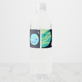 Outer Space Stars Boy Baby shower Waterfles Etiket (Achterkant)