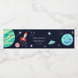 Outer Space Stars Boy Baby shower Waterfles Etiket