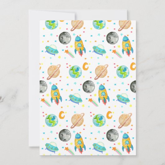 Outer Space Stars Planet TWO de Maan 2e Verjaardag Kaart (Achterkant)
