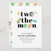 Outer Space Stars Planet TWO de Maan 2e Verjaardag Kaart (Voorkant / Achterkant)