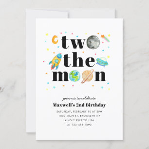 Outer Space Stars Planet TWO de Maan 2e Verjaardag Kaart