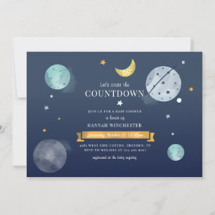 Outer Space Sterren en Maan Baby Shower Kaart