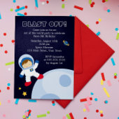 Outer Space Theme Jongen's Verjaardagsfeest Kaart