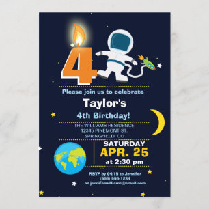 Outer Space Theme Verjaardagsfeest Kaart