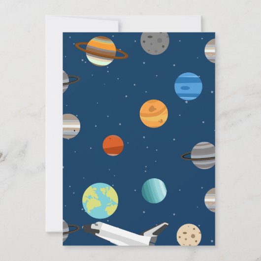 Outer Space Theme Verjaardagsfeestje Uitnodiging (Achterkant)