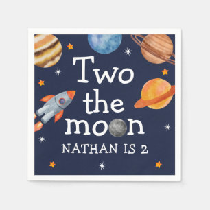Outer Space Twee naar de Maan 2e Verjaardag Servet