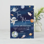 Outer Space tweede verjaardag uitnodiging de twee (Staand voorkant)