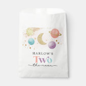 Outer Space Two de maan 2e verjaardagsfeestje Bedankzakje (Voorkant)