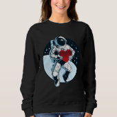 Outer Space Valentine Astronaut Holding Red Heart Trui (Voorkant)