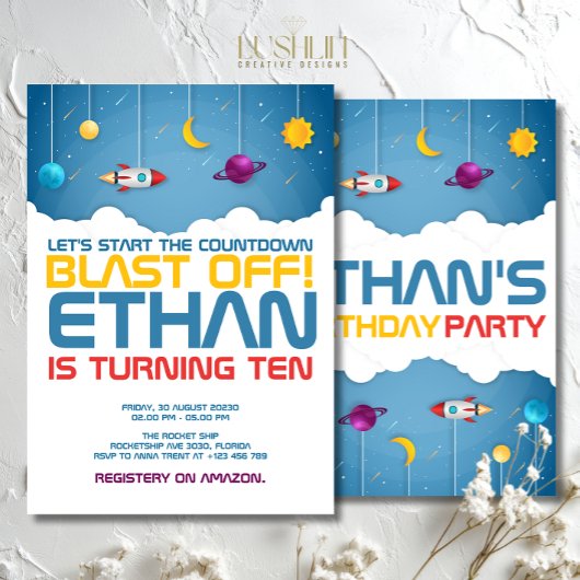 Outer Space Verjaardag Cosmic Galaxy Party Kaart