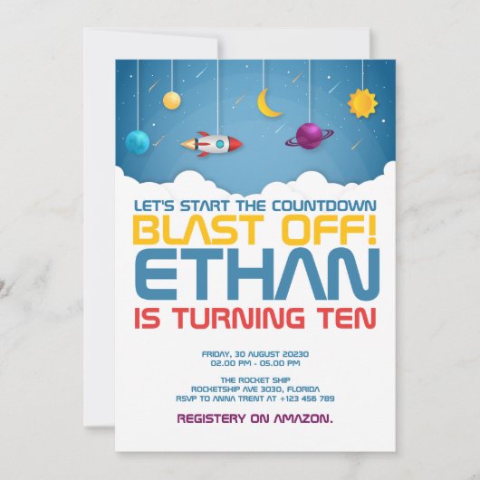 Outer Space Verjaardag Cosmic Galaxy Party Kaart (Voorkant)