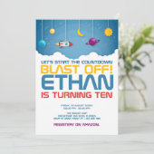 Outer Space Verjaardag Cosmic Galaxy Party Kaart (Staand voorkant)