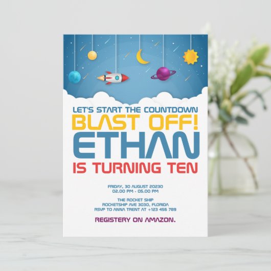 Outer Space Verjaardag Cosmic Galaxy Party Kaart (Staand voorkant)