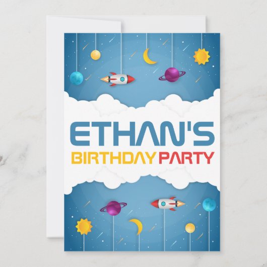 Outer Space Verjaardag Cosmic Galaxy Party Kaart (Achterkant)