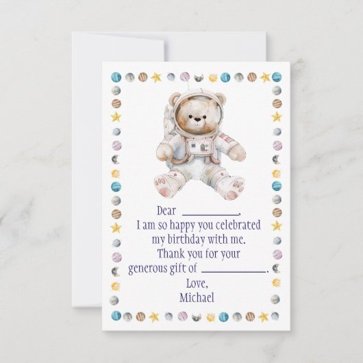 Outer Space Verjaardag dank je wel kaart (Voorkant)