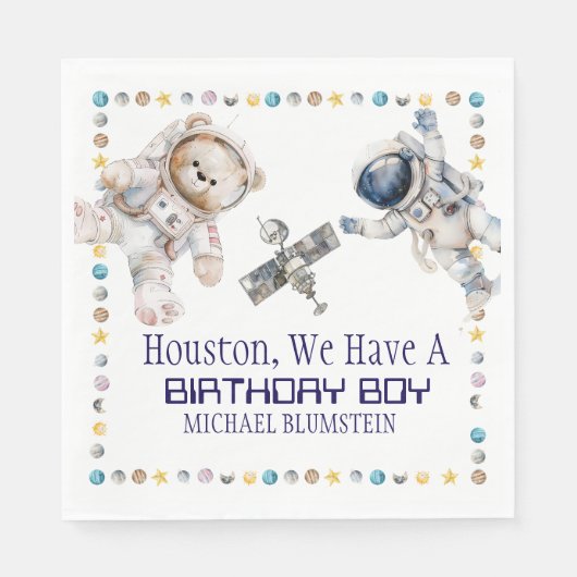 Outer Space Verjaardag Papieren servetten (Voorkant)