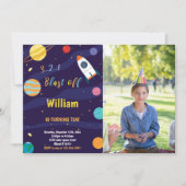 Outer Space Verjaardag Uitnodiging met Foto (Voorkant)