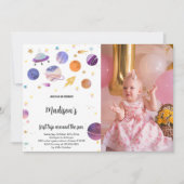 Outer Space Verjaardag Uitnodiging met Foto (Voorkant)