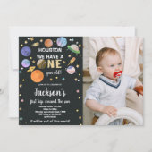 Outer Space Verjaardag Uitnodiging met Foto (Voorkant)