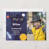 Outer Space Verjaardag Uitnodiging met Foto (Voorkant)