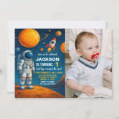 Outer Space Verjaardag Uitnodiging met foto (Voorkant)