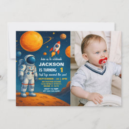 Outer Space Verjaardag Uitnodiging met foto