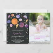 Outer Space Verjaardag Uitnodiging met Foto (Voorkant)