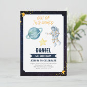 Outer Space Verjaardag uitnodiging voor alle leeft (Staand voorkant)