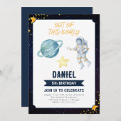 Outer Space Verjaardag uitnodiging voor alle leeft (Voorkant / Achterkant)