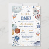 Outer Space Verjaardagsfeest 1e reis rond de zon Kaart (Voorkant)