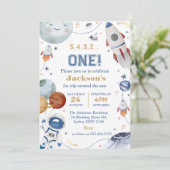 Outer Space Verjaardagsfeest 1e reis rond de zon Kaart (Staand voorkant)