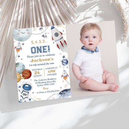 Outer Space Verjaardagsfeest 1e reis rond de zon Kaart