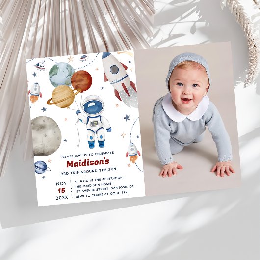 Outer Space Verjaardagsfeest 3e reis rond de zon Kaart