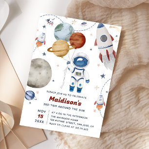 Outer Space Verjaardagsfeest 3e reis rond de zon Kaart