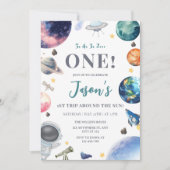 Outer Space Verjaardagsfeest Astronaut 1e verjaard Kaart (Voorkant)