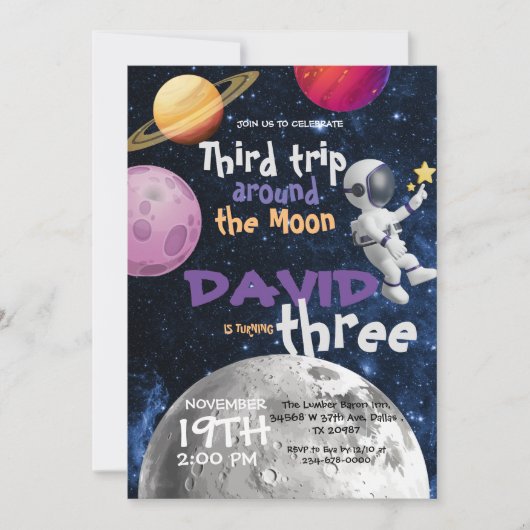 Outer Space verjaardagsfeest astronaut Galaxy Moon Kaart (Voorkant)