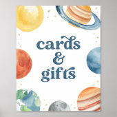 Outer Space Verjaardagsfeest Kaarten en geschenken Poster (Voorkant)