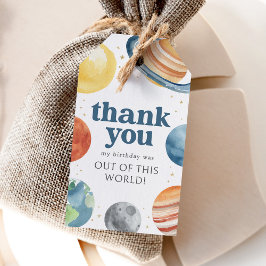 Outer Space Verjaardagsfeest voorkeurstag Cadeaulabel